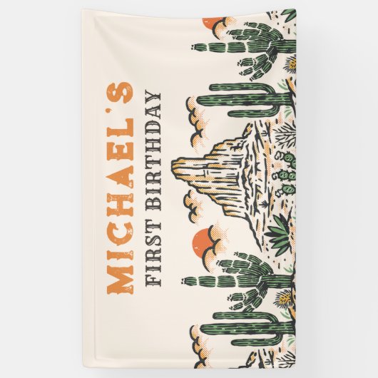 Westerne woestijnrodeo 1e verjaardag spandoek (Verticaal)