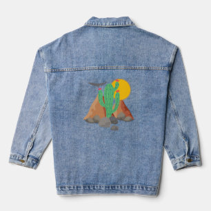 Westerne woestijnvibes: zuidwestelijke cactus deni denim jacket