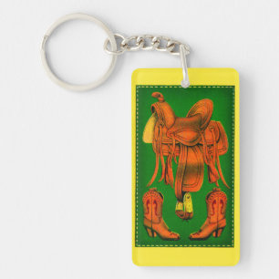 Westerne zadels- en cowboylaarzen sleutelhanger