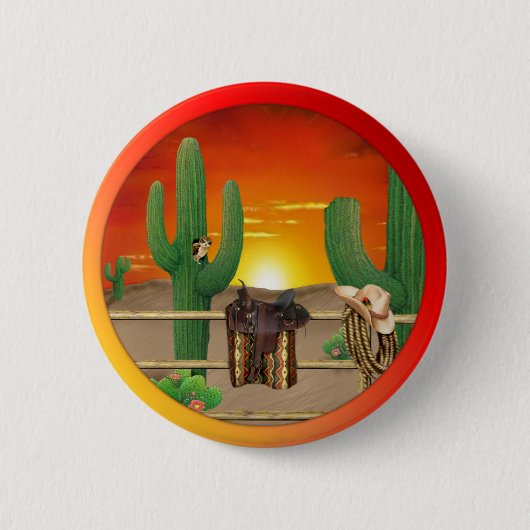 Westerne zon ronde button 5,7 cm (Voorkant)
