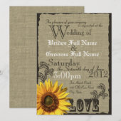 Westerne Zonnebloem Rustieke Country Wedding Kaart (Voorkant / Achterkant)