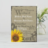 Westerne Zonnebloem Rustieke Country Wedding Kaart (Staand voorkant)