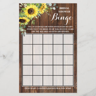 Westerne zonnebloemen Greenery Shower Bingo Game C Flyer