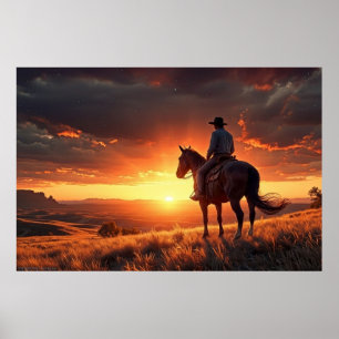 Westerne zonsondergang (24 x 36) poster