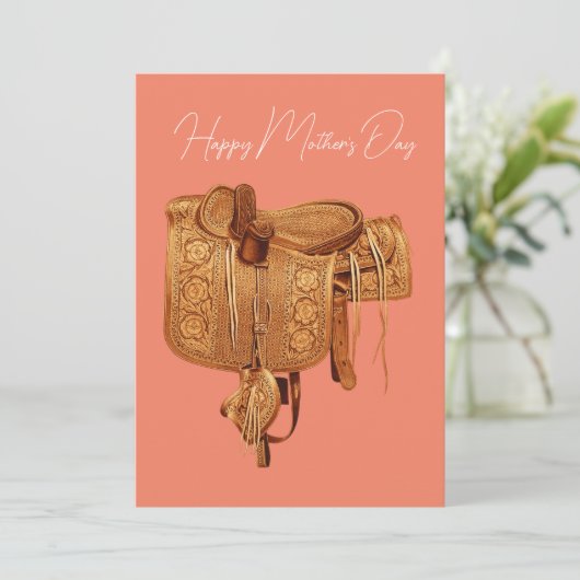 Westers,Antiek,Zadel,Landelijk, Moederdag Feestdagenkaart (Staand voorkant)