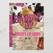 Westers Feest, Westerse Uitnodiging voor Cowgirl F (Voorkant / Achterkant)