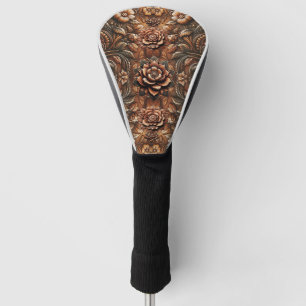 Westers geprägtes bruin bloemenleer golfheadcover