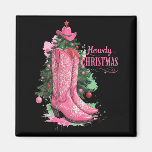 Westers, Howdy Kerstmis En Boom, Nk Cowboy Laars Magneet