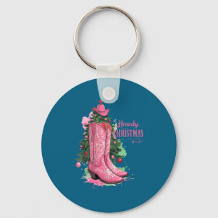 Westers, Howdy Kerstmis En Boom, Nk Cowboy Laars Sleutelhanger