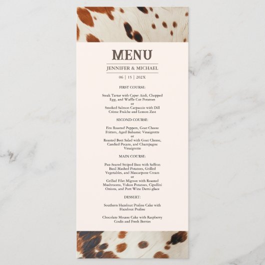 Westers Huwelijksmenu Menu (Voorkant)