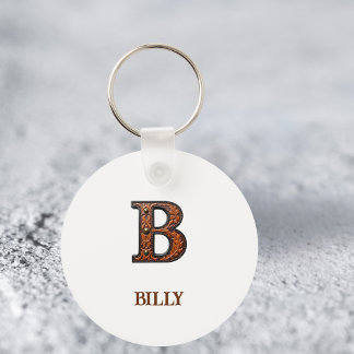 Westers Leren Initiaal Monogram B Sleutelhanger