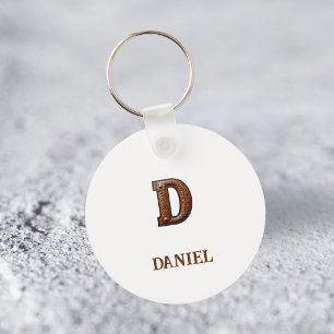 Westers Leren Initiaal Monogram D Sleutelhanger