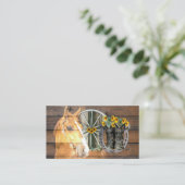 Westers paardswagen wiel hoefijzer cowboylaarzen visitekaartje (Staand voorkant)