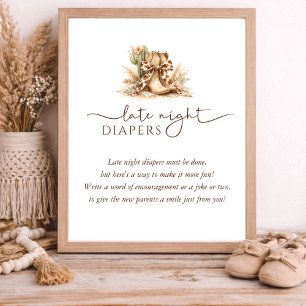 Westers Teken voor Baby Shower Spel Late Night Lui Poster