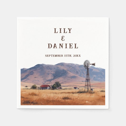 Westerse berg ranch-huwelijk servet (Voorkant)