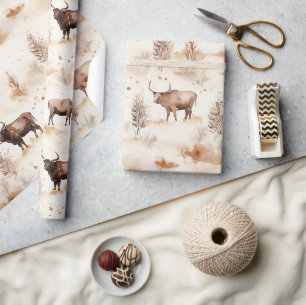 Westerse boerderijdier Schotse Hooglander verjaard Cadeaupapier