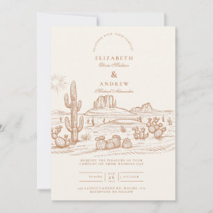Westerse Boho Cactus Woestijn Landschap Bruiloft Kaart