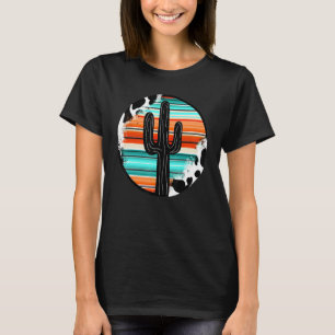 Westerse boho Country Cowgirl Koeienhuid Cactus se T-shirt