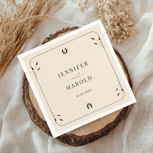 Westerse Boho Hoefijzer Monogram Rustieke Bruiloft Servet