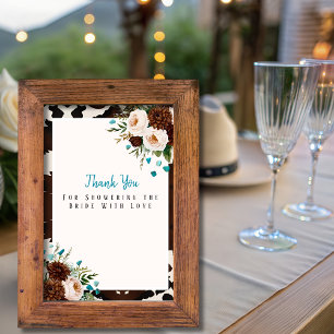 Westerse Boho Wilde Bloemen Turquoise Bedankkaartj Kaart