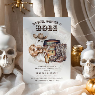 Westerse Boots, Booze & Boos Halloween-feest Kaart