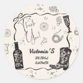 Westerse bruidsfeest bedankjes ronde sticker (Voorkant)