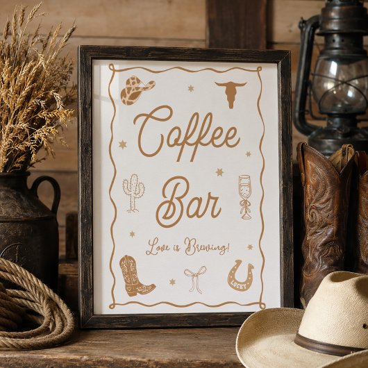 Westerse Bruiloftsontbijt Coffee Bar Poster