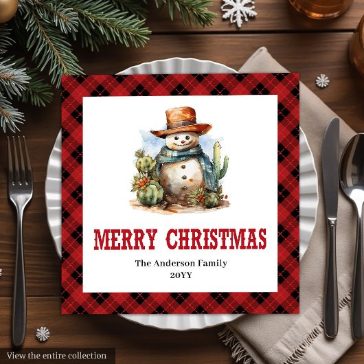Westerse buffelplaid servetten Kerstfeest set