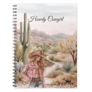 Westerse Cactuswoestijn Blond Cowgirl Notitieboek
