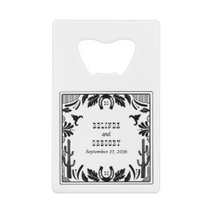 Westerse Country Cowboy Rustieke Bruiloft Kredietkaart Flessenopener