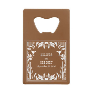 Westerse Country Cowboy Rustieke Bruiloft Kredietkaart Flessenopener