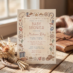 Westerse Cowboy Baby Shower Kaart