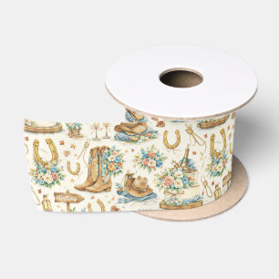 Westerse Cowboy Bruiloft Watercolor Patroon Lint