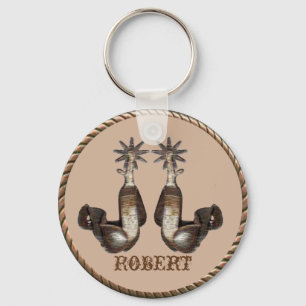 Westerse Cowboy Cowgirl Sporen Met Touw Rand Sleutelhanger