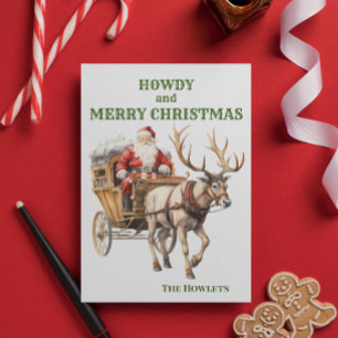 Westerse Cowboy Kerstman Kerstvakantie Feestdagenkaart