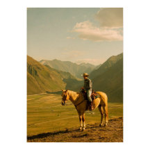 Westerse Cowboy & Palomino Paard | Vintage Berg