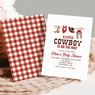 Westerse Cowboy rode baby shower uitnodiging