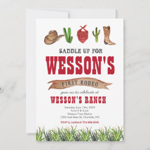 Westerse Cowboy Rodeo Verjaardagsuitnodiging Kaart