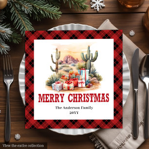 Westerse Cowboy Rood Geruite Kerstservetten Servet