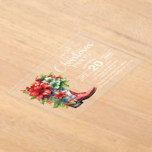 Westerse Cowboylaars Kerstfeest Acryl Uitnodigingen (Laagn)