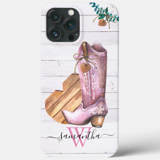 Westerse Cowboylaars Monogram Boho Hout  Case-Mate iPhone Case (Achterkant)
