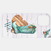 Westerse Cowboylaars Monogram Boho Hout Case-Mate iPhone Case (Achterkant (horizontaal))