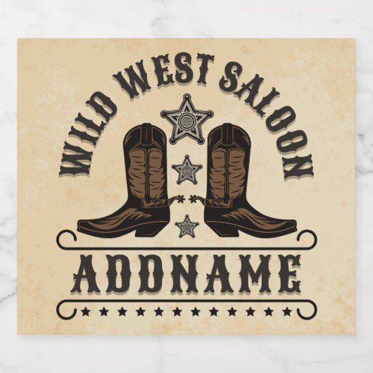 Westerse Cowboylaarzen ADD NAAM Sheriff Sporen Sal Bier Etiket (Enkel label)