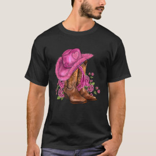 Westerse Cowboylaarzen Cowgirlhoed en Rozen Vrouwe T-shirt