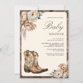 Westerse Cowboylaarzen Foto QR Code Baby Shower Kaart (Voorkant)