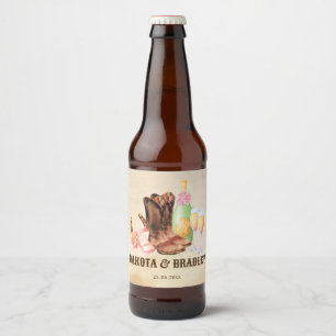 Westerse cowboys cowgirl feest bruiloft gepersonal bier etiket