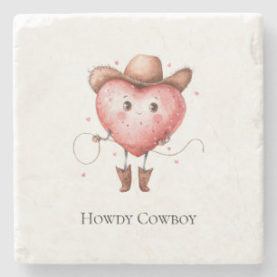 Westerse Cowgirl Hart met Cowboyhoed Verjaardag Stenen Onderzetter