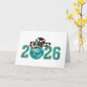 Westerse Cowgirl Nieuwjaar 2026 Kaart (Gele Bloem)