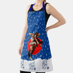 Westerse Cowgirl Paard Steigerend Winter Kerstmis Schort