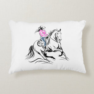 Westerse Cowgirl Paardrijden Illustratie Accent Kussen